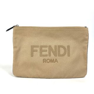 フェンディ(FENDI)のフェンディ FENDI ロゴ ポーチ カバン クラッチバッグ キャンバス ベージュ(クラッチバッグ)