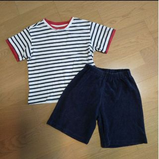 ユニクロ(UNIQLO)のユニクロ　パジャマ　半袖　短パン　夏　120 ボーダー(パジャマ)