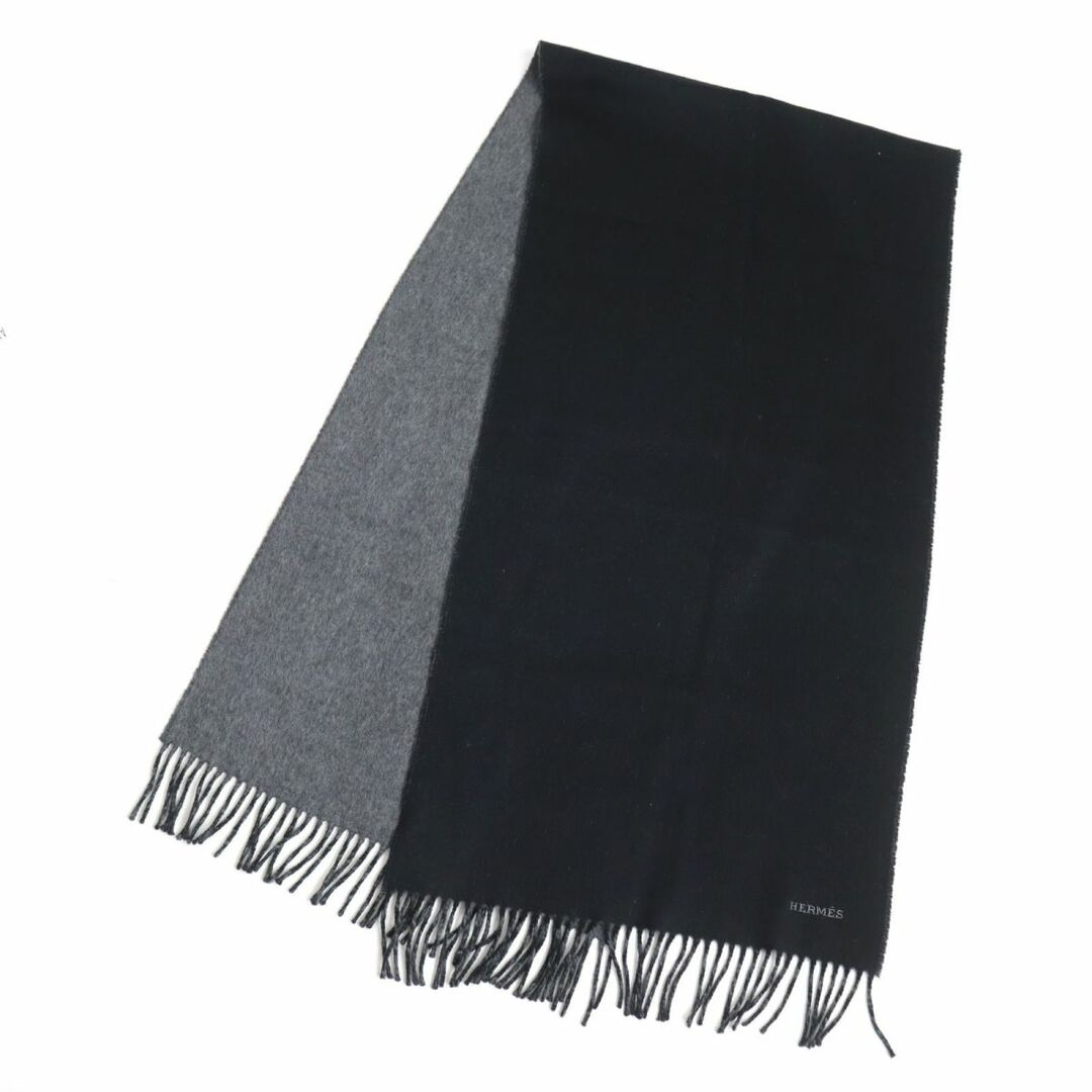 Hermes - 美品◇HERMES エルメス カシミヤ100% ロゴ刺繍入り 無地