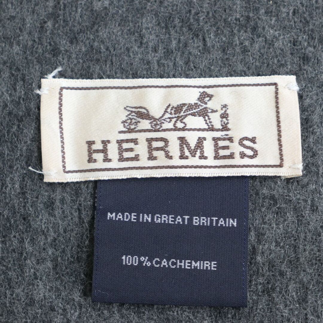 Hermes   美品◇HERMES エルメス カシミヤ％ ロゴ刺繍入り 無地