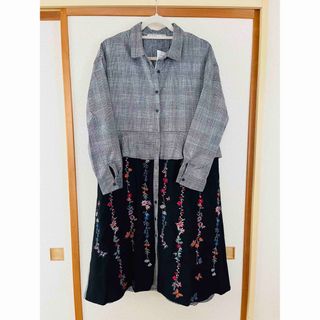 ScoLar イズスカラー スカラー 蝶 刺繍 シャツワンピース 新品 未使用