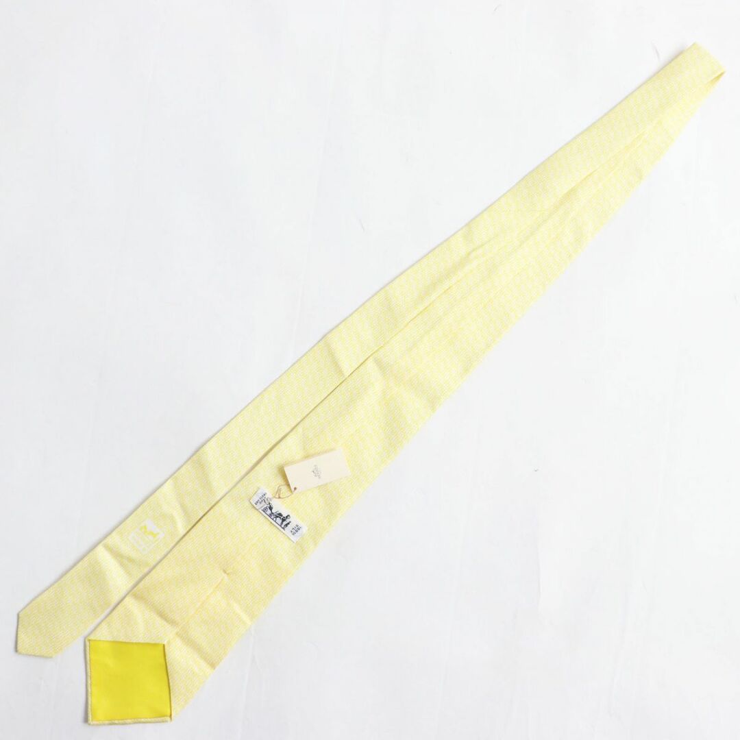 未使用品○HERMES エルメス 5291TA シルク100% H柄 ネクタイ イエロー