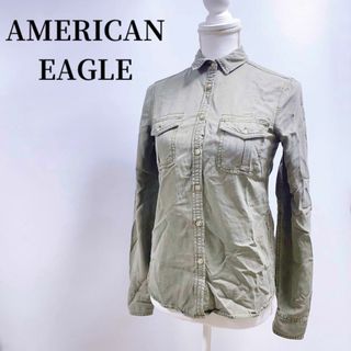 アメリカンイーグル(American Eagle)のアメリカンイーグルカーキ長袖シャツレディースシンプルブラウスXXS(シャツ/ブラウス(長袖/七分))