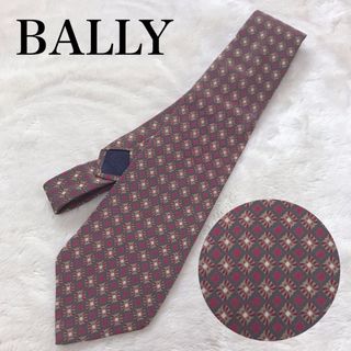 バリー(Bally)の美品 BALLY ネクタイ グレー 茶色 赤 総柄 マルチカラー シルク(ネクタイ)