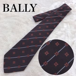 バリー(Bally)の極美品 BALLY ネクタイ Bロゴ ブラウン 総柄 マルチカラー ストライプ(ネクタイ)