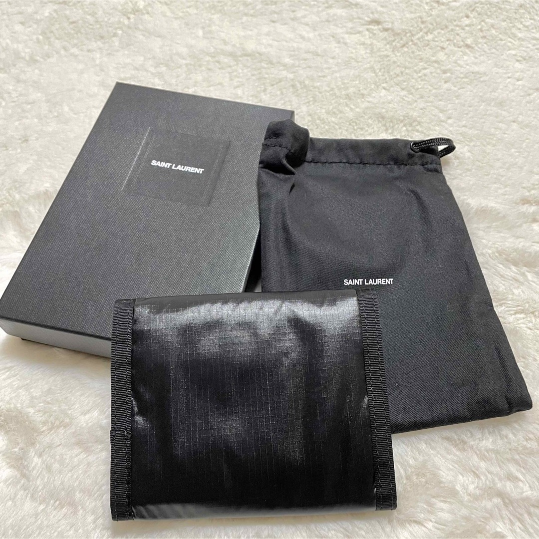 箱付 SAINT LAURENT サンローラン ナイロン ベルクロ 3つ折り財布 1