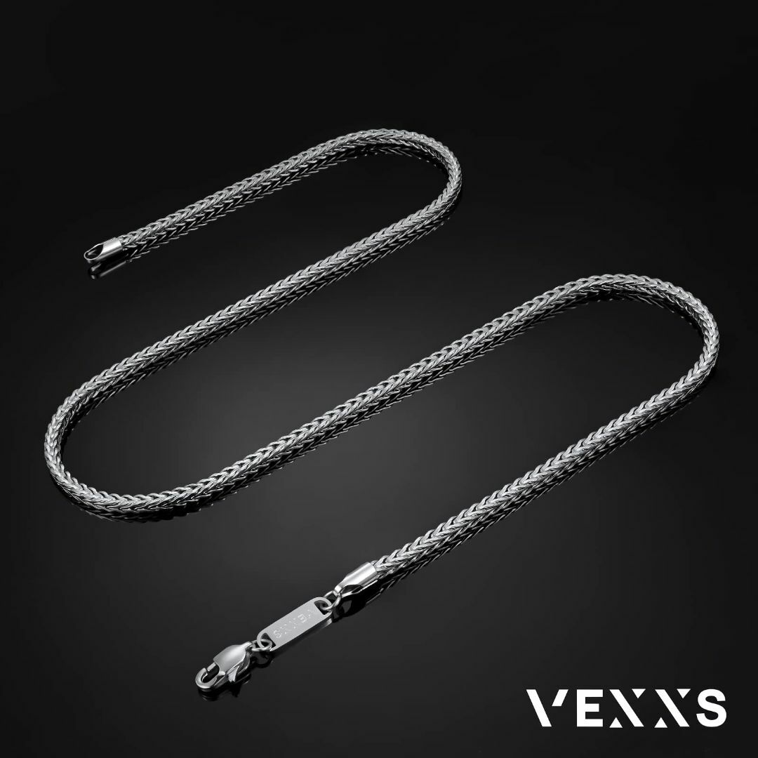 【色: 3mm-シルバー】[VEXXS] フォックステイル ネックレス チェーン