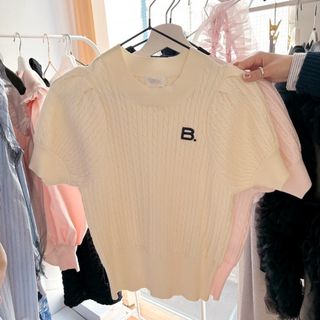 B. PUFF KNIT Bibiy. ビビー 半袖ニット ホワイト ニット(ニット/セーター)