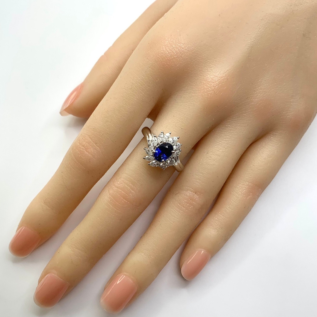 pt900サファイアダイヤモンドリング1.11ct 0.82ctソーティング付き
