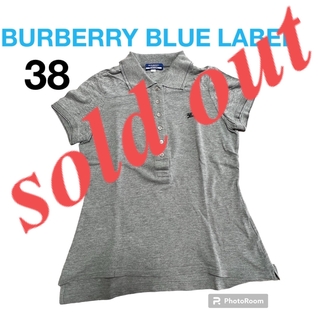 バーバリーブルーレーベル(BURBERRY BLUE LABEL)のバーバリーブルーレーベル　トップス　グレー　ポロシャツ　鹿子　刺繍(ポロシャツ)