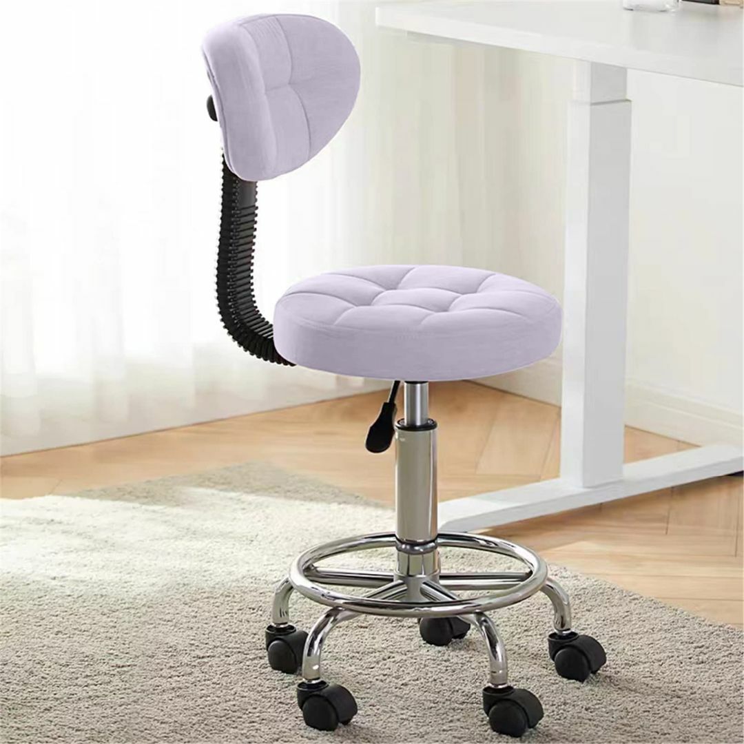 【色: パープル】オフィスチェア パソコンチェア 丸椅子 ワーク キャスター付きオフィスチェア