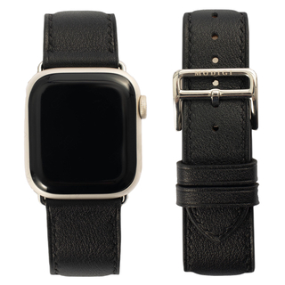 アップルウォッチ(Apple Watch)のApple Watch レザー 革 皮 上質 バンド ベルト ブラック　黒　SE(レザーベルト)