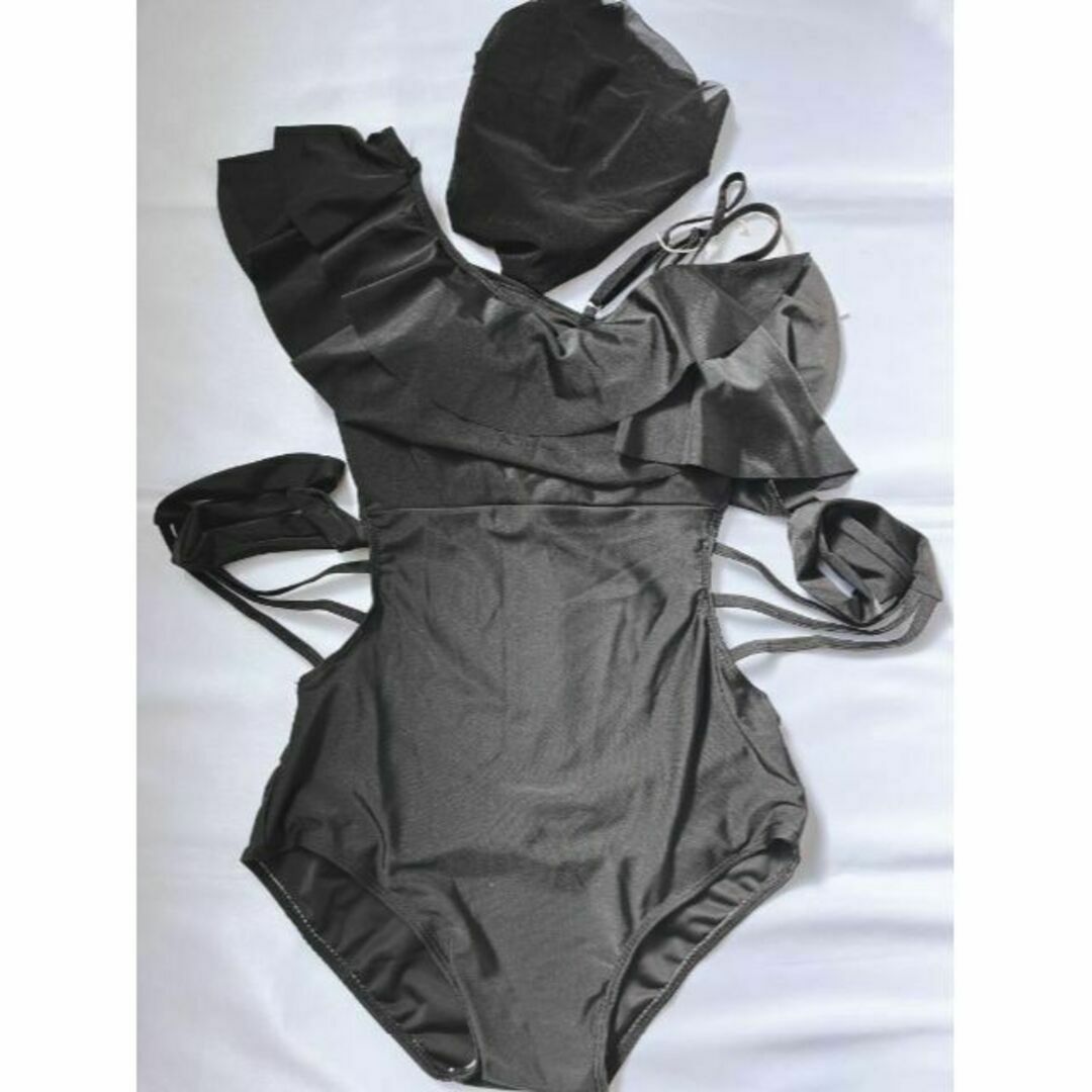 XL♪黒色♡パレオ付き♡ワンショルダーモノキニ水着♡ワンピース タンキニの通販 by ヴィラ XL♪パレオ付き♡ワンショルダーモノキニ水着♡ワンピース タンキニ 体型カバー