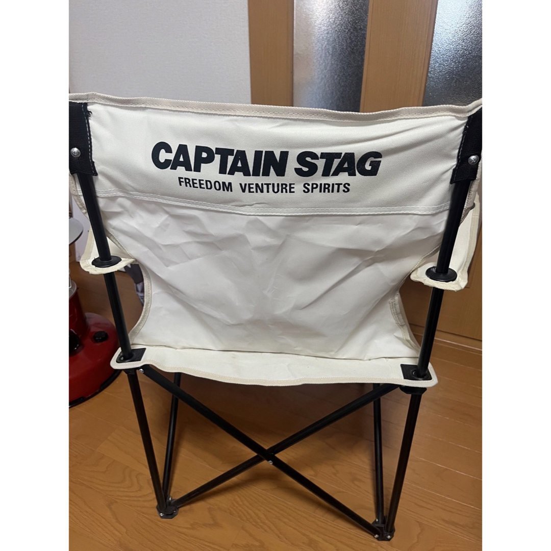 CAPTAIN STAG(キャプテンスタッグ)の美品オフホワイト系キャンプチェア スポーツ/アウトドアのスポーツ/アウトドア その他(その他)の商品写真