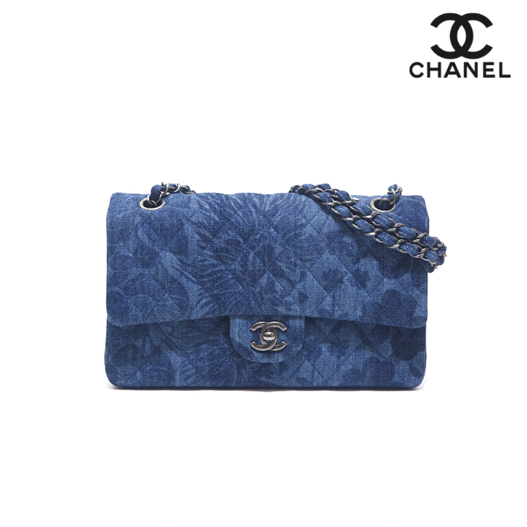 シャネル CHANEL ダブルフラップ デニム チェーン ショルダーバッグ