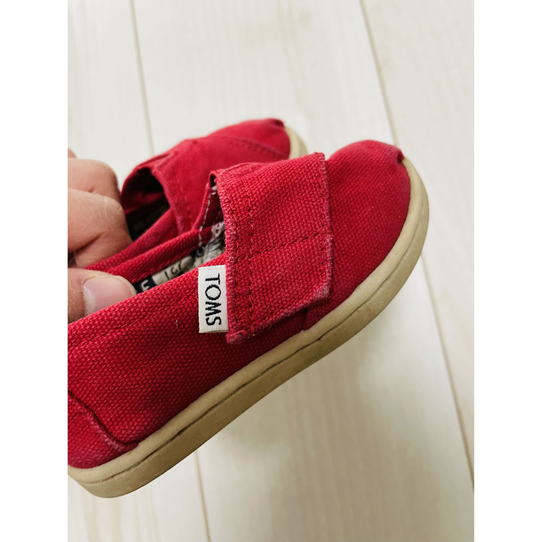 TOMS スリッポン シューズ T5 13センチ 赤 - ベビー靴/シューズ(~14cm)