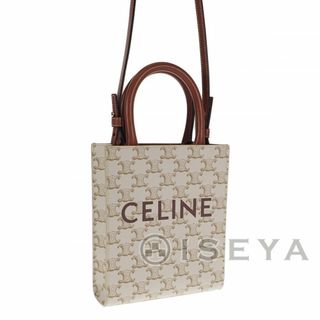 セリーヌ(celine)の【中古】【Aランク】CELINE セリーヌ ミニバーティカルカバ ハンドバッグ ショルダーバッグ 2way 194372BZK.01BC トリオンフキャンバス ホワイト【ISEYA】(その他)