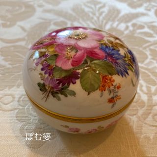 マイセン(MEISSEN)の★お取置き【古マイセン】金彩 花絵付「ブラウンスドルフ／ピンクの野薔薇」蓋物 (食器)