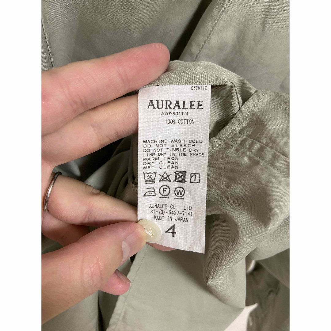 AURALEE 20SS フィンクス ツイル シャツ ライトグリーン オーラリー
