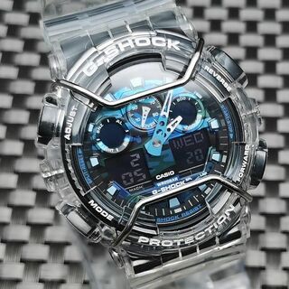 カシオ(CASIO)のG-SHOCK GA-100[スケルトンベゼル・ベルト] + バンパー + 遊環(腕時計(アナログ))