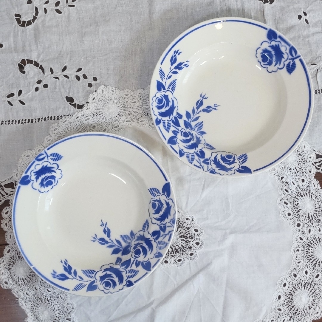 WEDGWOOD(ウェッジウッド)のK&G LUNEVILLE　フランス　ヴィンテージ　スーププレート　2枚 エンタメ/ホビーの美術品/アンティーク(陶芸)の商品写真