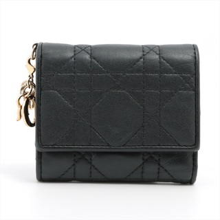 ディオール(Dior)のディオール  レザー  ブラック レディース コンパクトウォレット(財布)