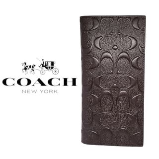 コーチ(COACH)の新品　コーチ　メンズ　デボスド シグネチャー クロスグレーン　長財布　正規品(長財布)