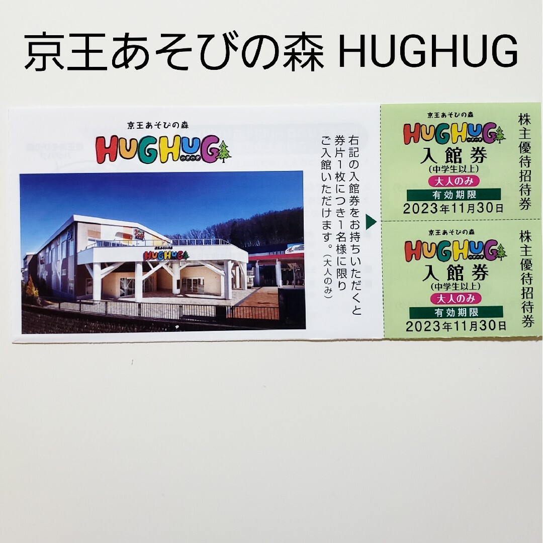 京王あそびの森HUGHUG　中学生以上招待券２枚（２名分）