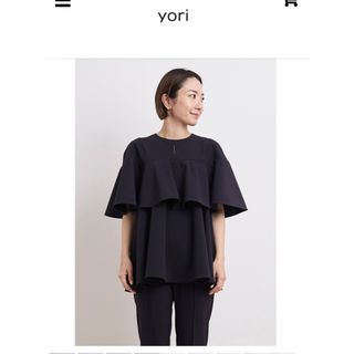 新品・未着用【yori】キーネックフリルブラウス(カットソー(半袖/袖なし))