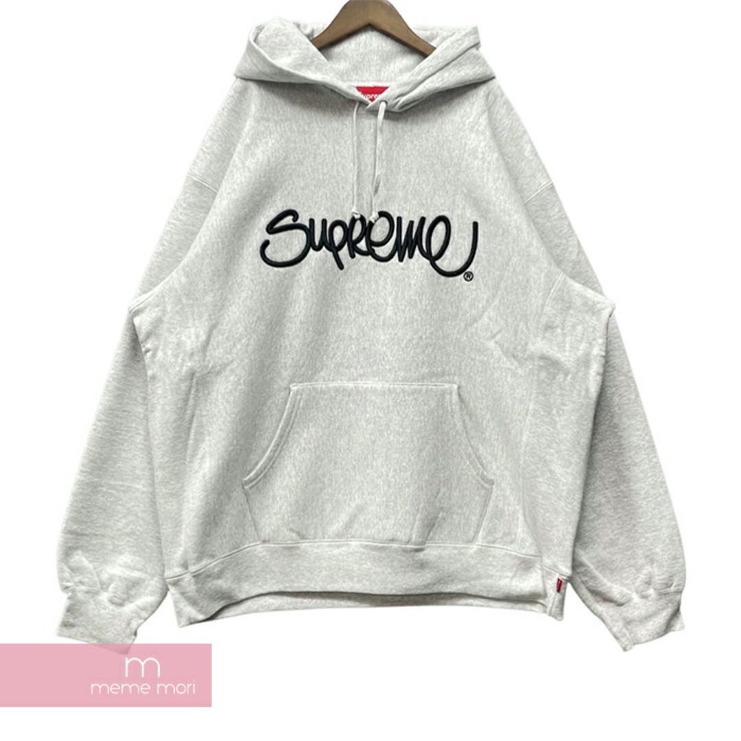 Supreme 2022SS Raised Handstyle Hooded Sweatshirt Ash Grey シュプリーム レイズドハンドスタイルフーデッドスウェットシャツ アッシュグレー プルオーバーパーカー ロゴ刺繍 グレー サイズXXL【230627】【新古品】【me04】