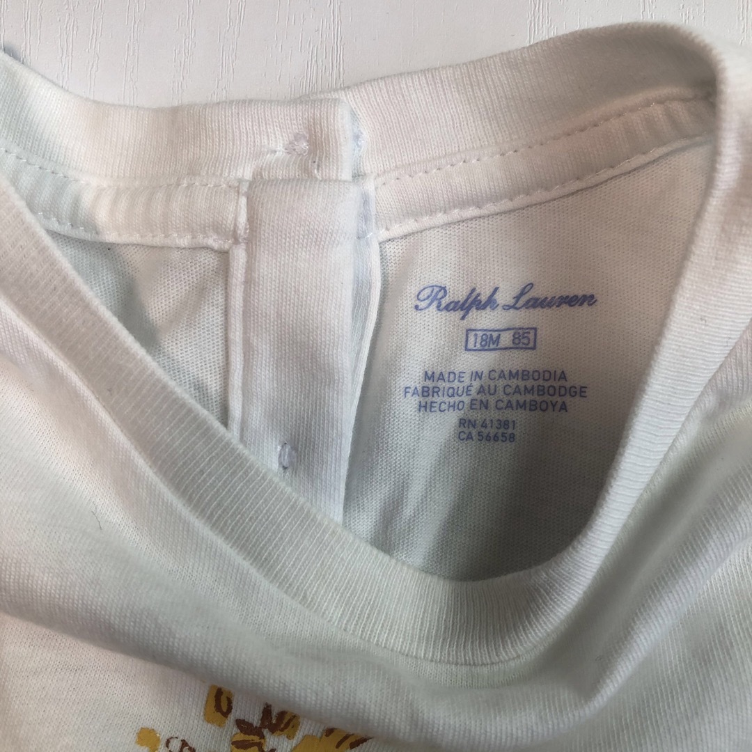 POLO RALPH LAUREN(ポロラルフローレン)の【used】ラルフローレン ポロベア半袖Tシャツ ホワイト 18M/85 キッズ/ベビー/マタニティのベビー服(~85cm)(Ｔシャツ)の商品写真