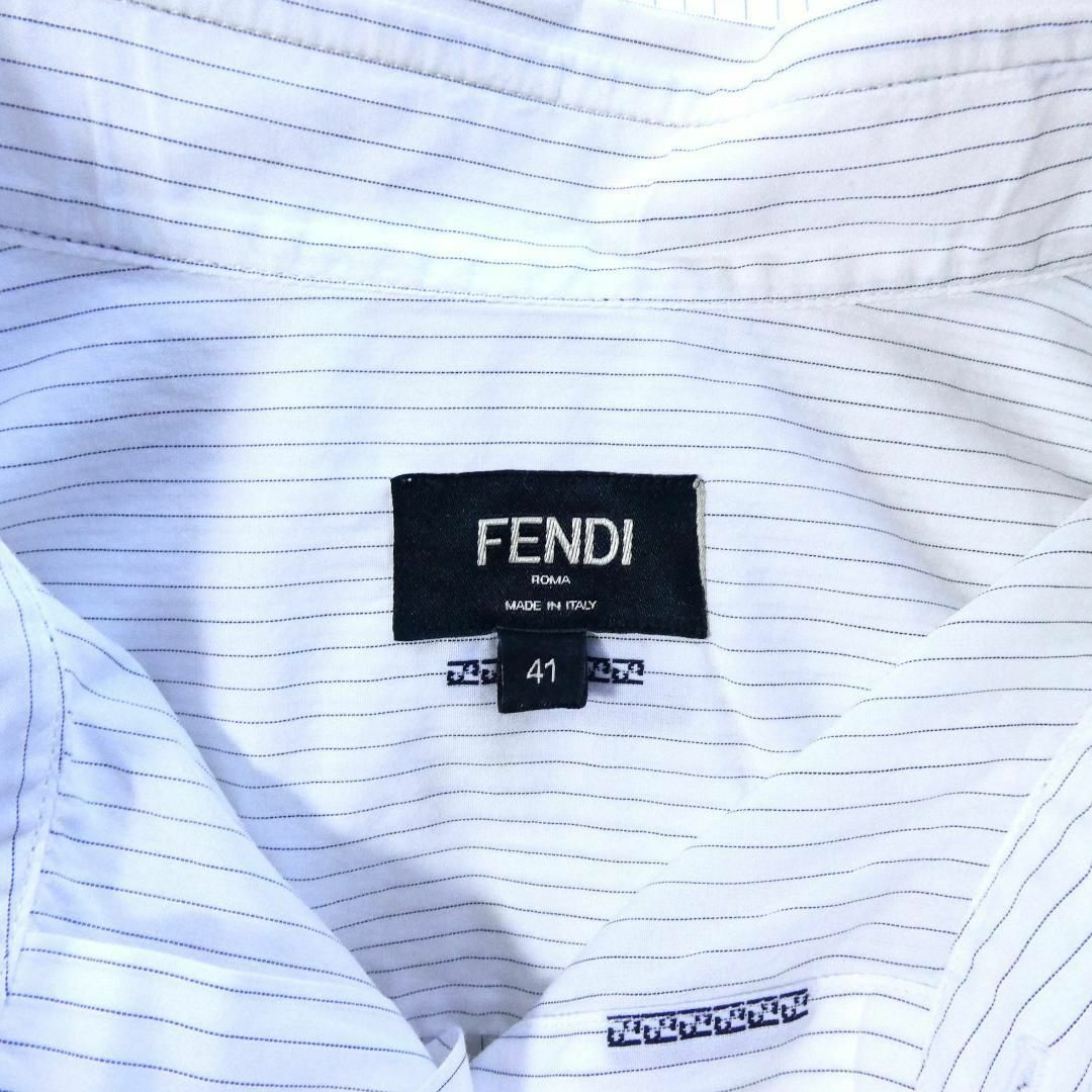 美品 FENDI FF ズッカ ストライプ柄 長袖 シャツ