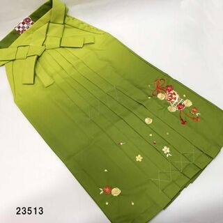 刺繍ぼかし袴 単品 ジュニア用 緑地 袴下83cm SS NO23513(和服/着物)