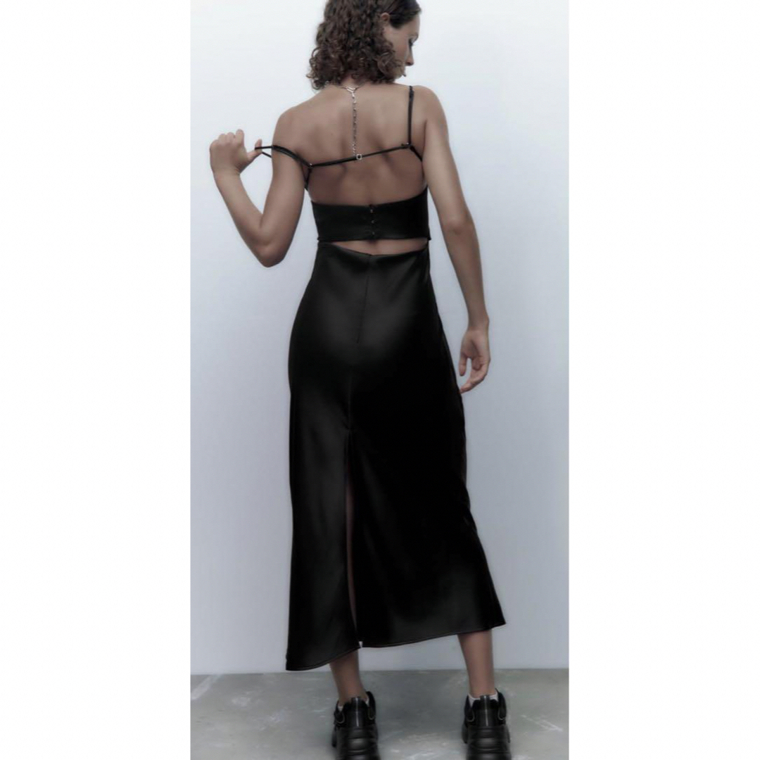 ZARA カットアウトディテール サテン ワンピース XS