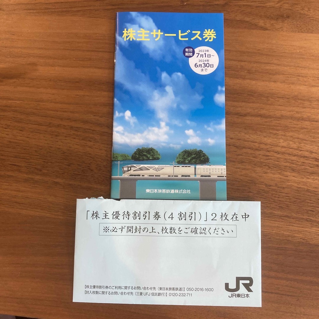 JR東日本　株主優待割引券(4割引) 2枚　株主サービス券1冊