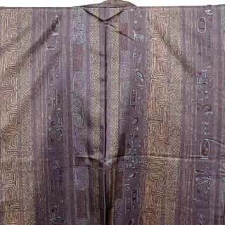 染大島紬 異国感のある抽象縦縞模様 小紋 着物の通販 by TSUMUGI re