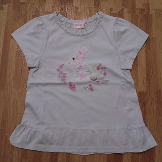 メゾピアノ(mezzo piano)のメゾピアノ　お花レースバニーＴシャツ　130(Tシャツ/カットソー)