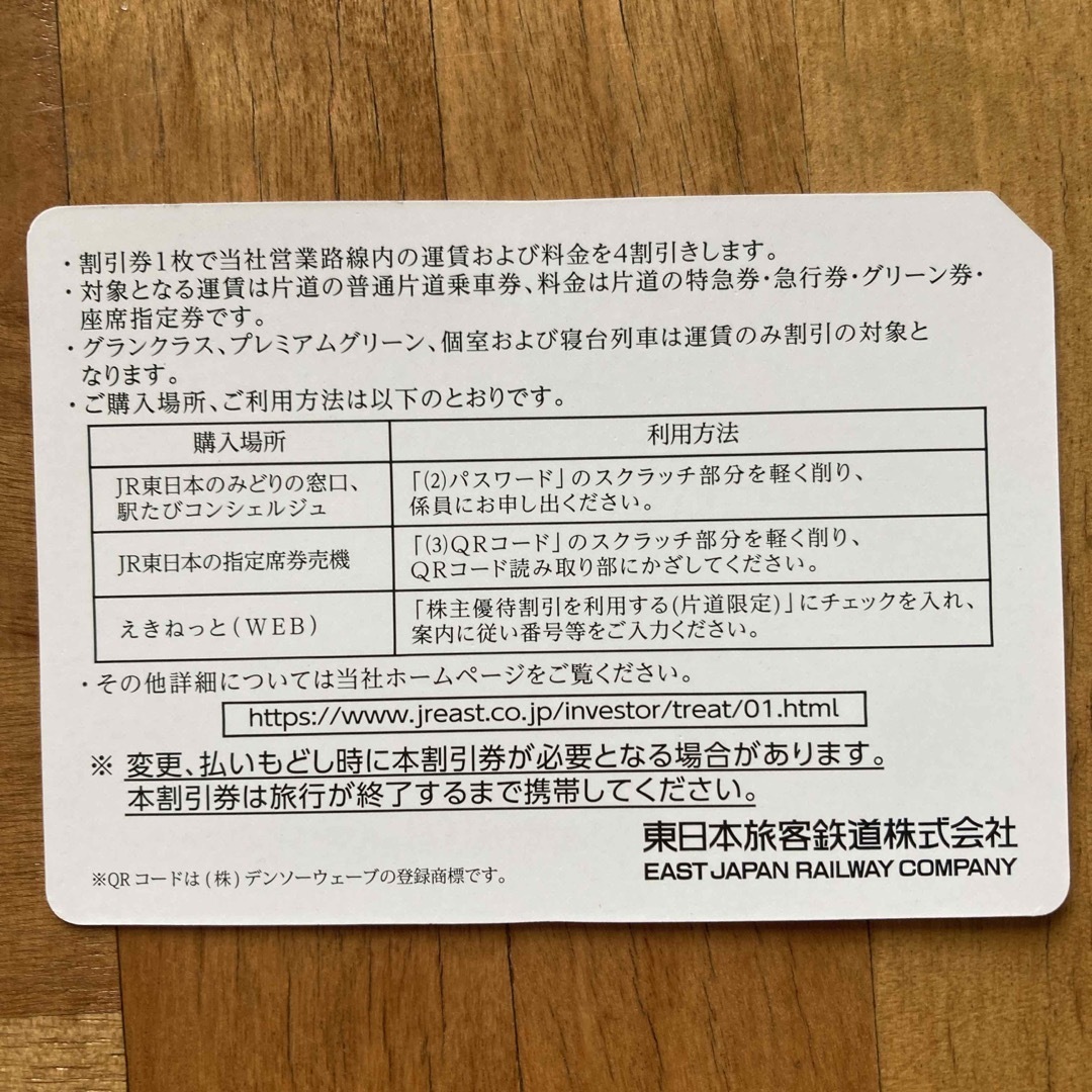 JR東日本　株主優待割引券とサービス券　３枚 1