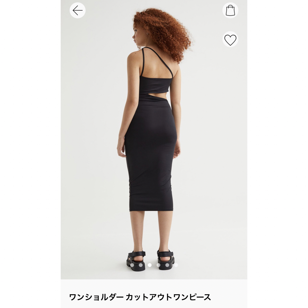 H&M(エイチアンドエム)の新品タグ付きH&M DIVIDED ミモレ丈ワンショルダーカットアウトワンピース レディースのワンピース(ロングワンピース/マキシワンピース)の商品写真