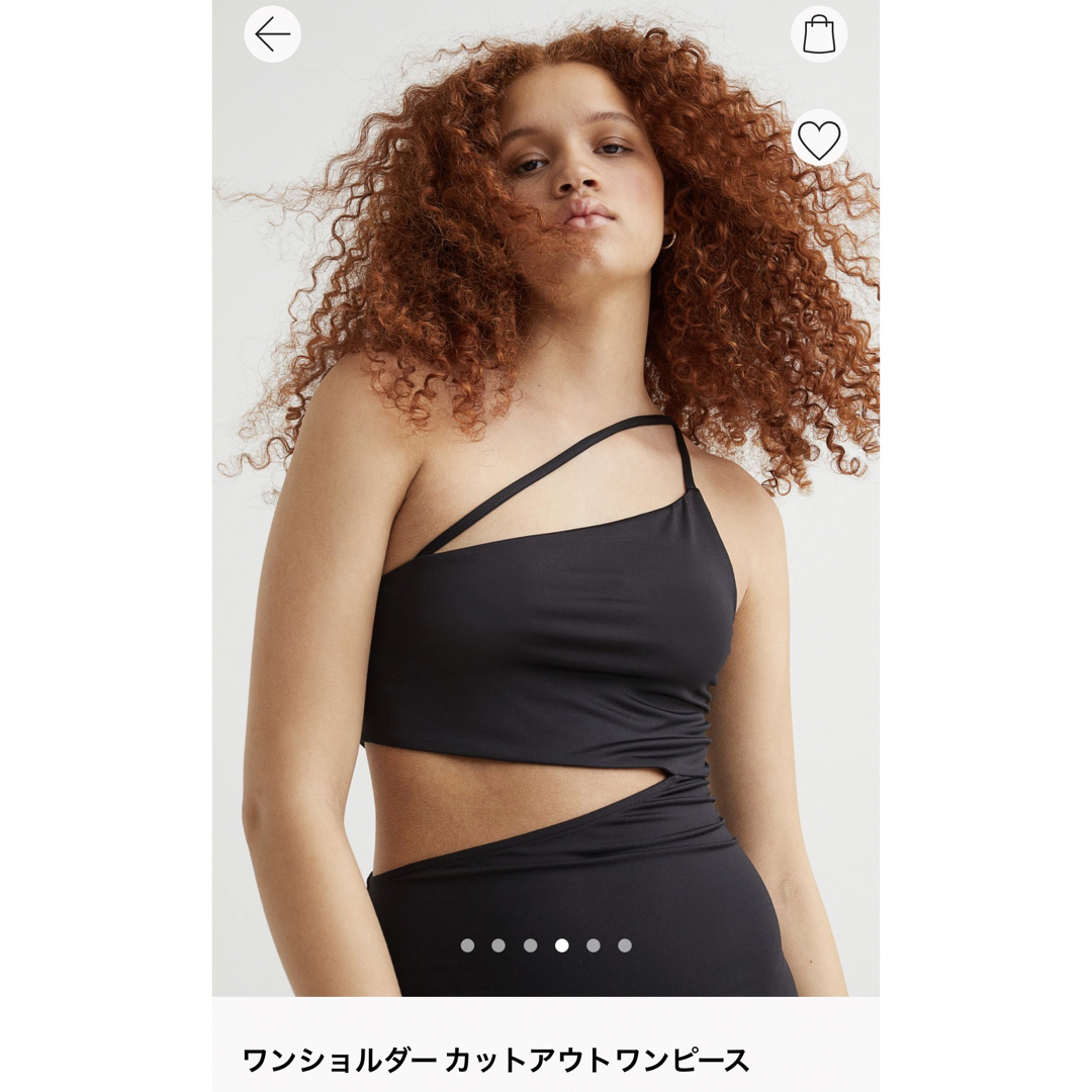 H&M(エイチアンドエム)の新品タグ付きH&M DIVIDED ミモレ丈ワンショルダーカットアウトワンピース レディースのワンピース(ロングワンピース/マキシワンピース)の商品写真