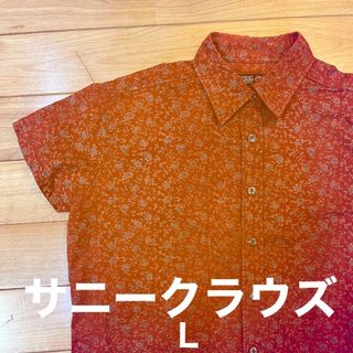 サニークラウズ(Sunny clouds（FELISSIMO）)のSunny clouds サニークラウズ 小花柄シャツ 半袖　Lサイズ 赤(シャツ/ブラウス(半袖/袖なし))