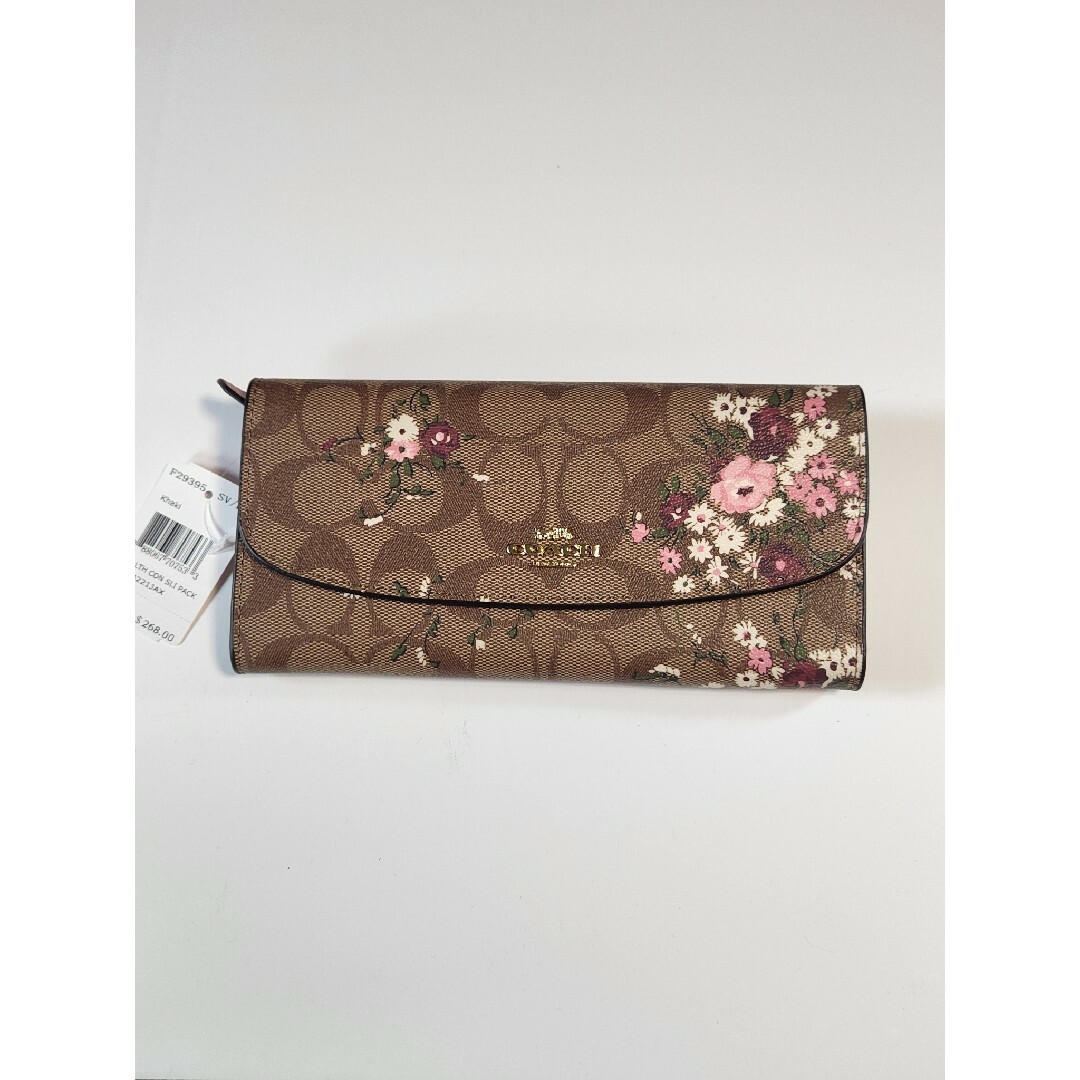 COACH 新品 コーチ フローラルプリント スリム エンベロープ 長財布 カーキの通販 by Zacca Select Shop|コーチならラクマ 新品 コーチ フローラルプリント スリム エンベロープ 長財布 ブラック