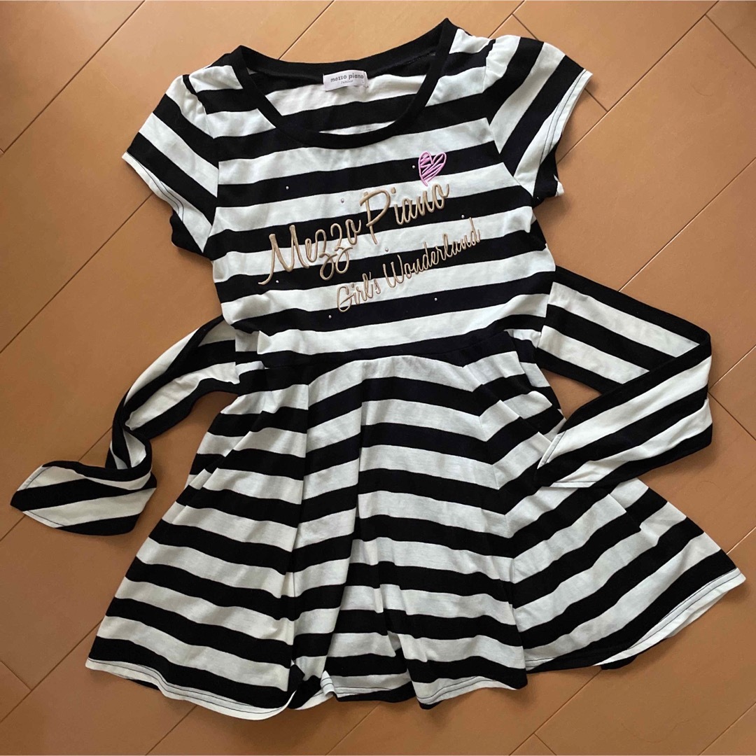 mezzo piano(メゾピアノ)のmezzo piano 形可愛いボーダーワンピース キッズ/ベビー/マタニティのキッズ服女の子用(90cm~)(ワンピース)の商品写真