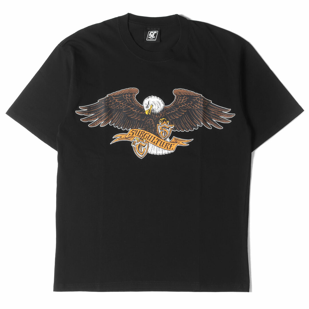 新品 Subculture サブカルチャー Tシャツ サイズ:1 22SS イーグル プリント コットン クルーネック EMBLEM EAGLE T-SHIRT ブラック 黒 日本製 トップス カットソー 半袖 【メンズ】