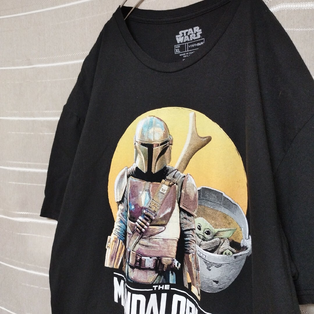 STARWARSマンダロリアンムービーTシャツtシャツベビーヨーダ映画XL黒ロゴ