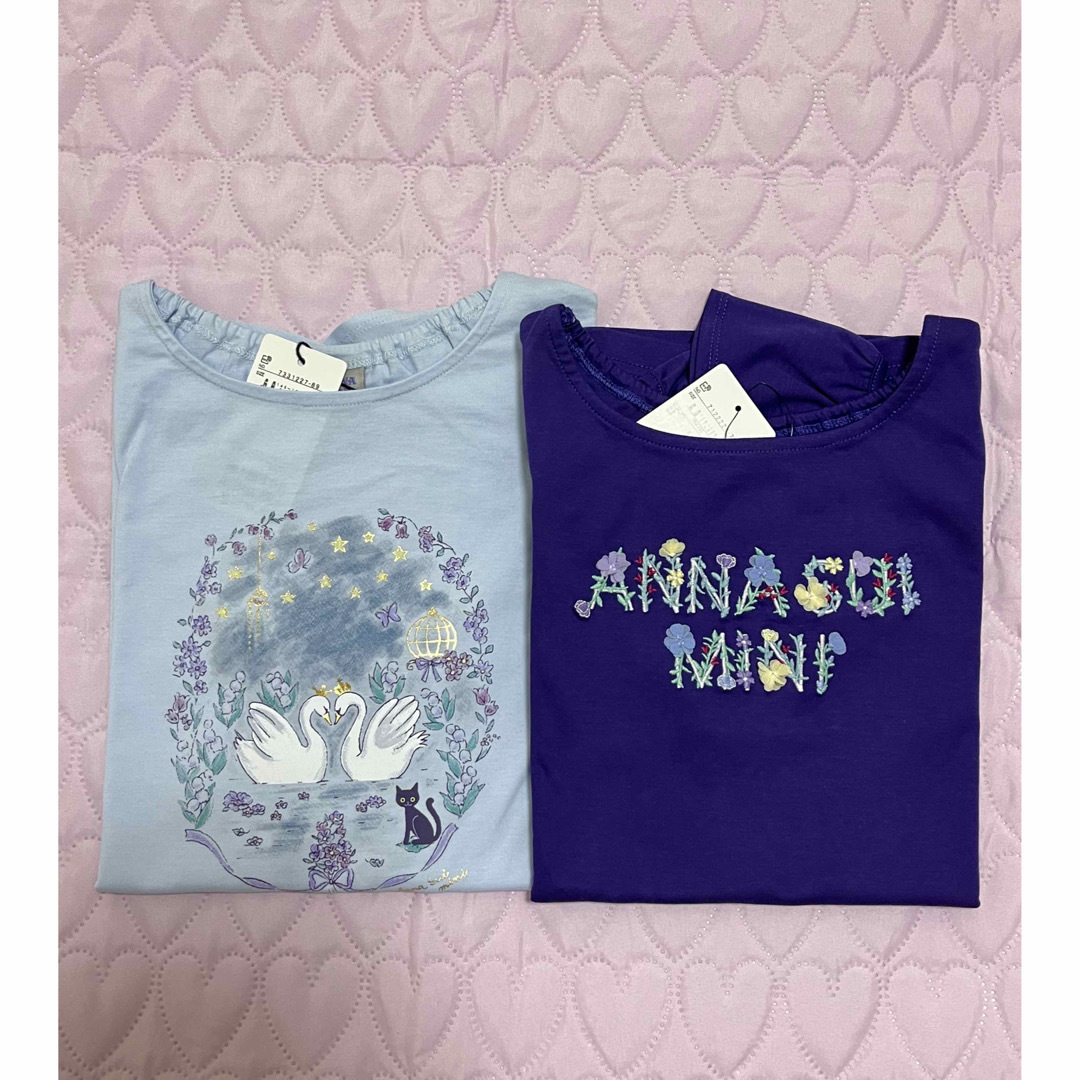 ANNA SUI mini(アナスイミニ)のおまとめ　アナスイミニ 今期  2枚　スワン 花プリント花ロゴ Tシャツ 150 キッズ/ベビー/マタニティのキッズ服女の子用(90cm~)(Tシャツ/カットソー)の商品写真