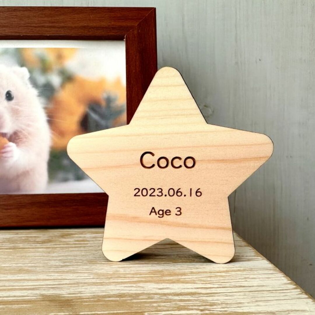 【国産熊野ひのき】Memorial Wood 一番星　木製ペット位牌