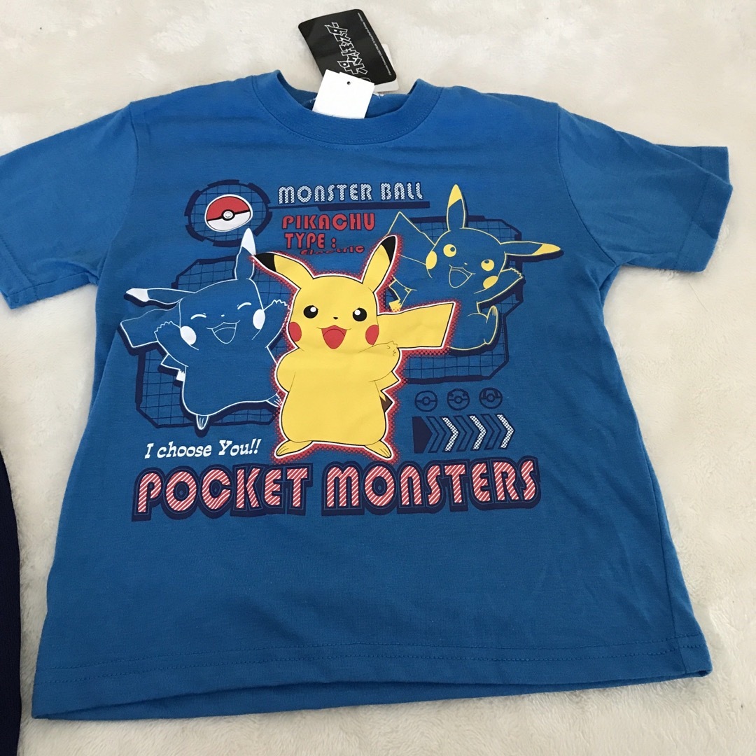 ポケモン(ポケモン)の3.新品　ポケモン　ピカチュウ　半袖パジャマ　上下　ブルー　夏用　110 キッズ/ベビー/マタニティのキッズ服男の子用(90cm~)(パジャマ)の商品写真