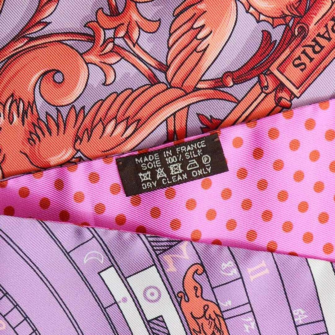 エルメス マキシツイリー カット DIES ET HORE 占星術 リボン スカーフ シルク100% パープル ピンク 紫 箱付 HERMES(新品・未使用品)