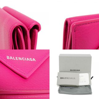 Balenciaga　ペーパーミニウォレット フューシャ　ピンク カーフ